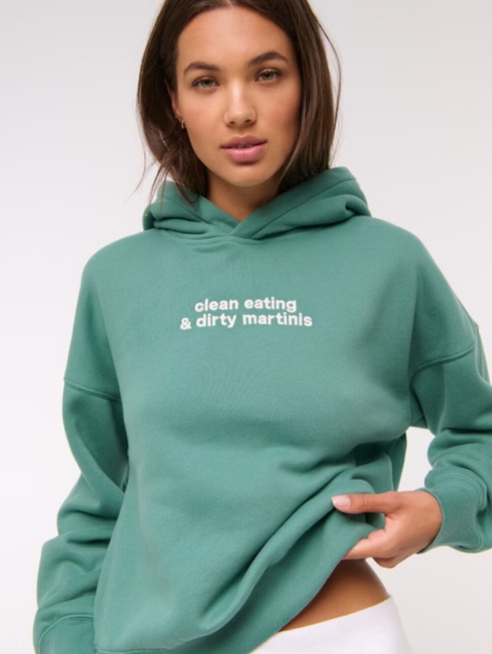 Abercrombie & Fitch Green Hoodie- "Clean Eating And Dirty Martinis" Graphic